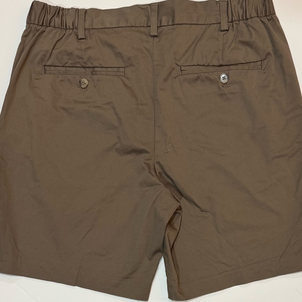 H&M Brown Cotton Stretch Flat Front Men’s Shorts Elastic Waist Casual Size M - Picture 2 of 5